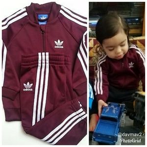 baby burgundy adidas tracksuit